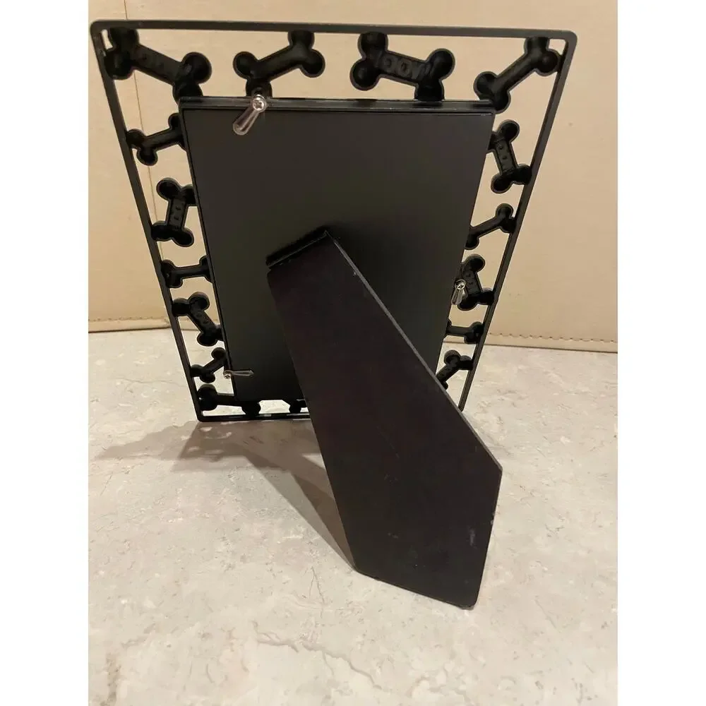 Pewter Metal Silvertone Dogbone Photo Frame 6x8 fits 4x6” photo Preowned